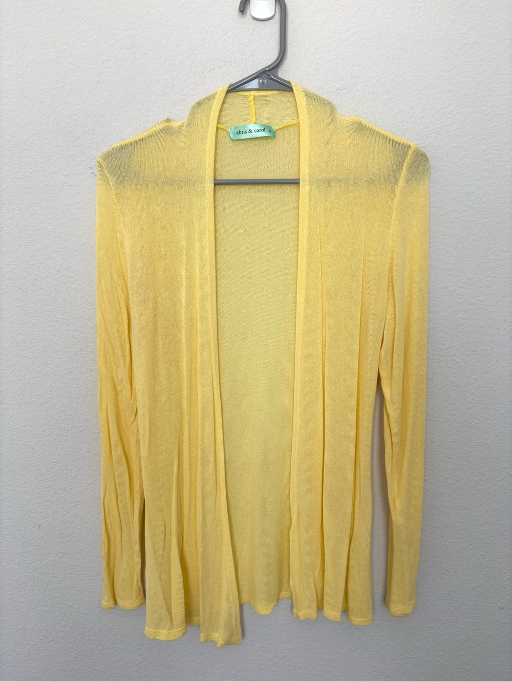 NWOT Chris & Carol Yellow Lightweight Open Front Cardigan Sweater Small Layering
